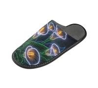 ISAOA House Slippers Non Slip Washable Reusable, Women Men Padded Sole Slippers,Calla Lilies Tree Home Indoor Guest Hotel Party Slipper