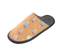 ISAOA House Slippers Non Slip Washable Reusable, Women Men Padded Sole Slippers,Orange Bubble Milk Tea Home Indoor Guest Hotel Party Slipper