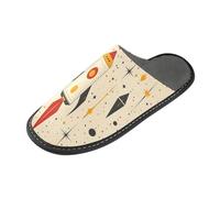 ISAOA House Slippers Non Slip Washable Reusable, Women Men Padded Sole Slippers,Rocket Pattern Home Indoor Guest Hotel Party Slipper