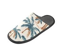 ISAOA House Slippers Non Slip Washable Reusable, Women Men Padded Sole Slippers,Tropical Palm Tree Asian Leopard Home Indoor Guest Hotel Party Slipper