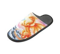 ISAOA House Slippers Non Slip Washable Reusable, Women Men Padded Sole Slippers,Twin Dragons in The Clouds Home Indoor Guest Hotel Party Slipper
