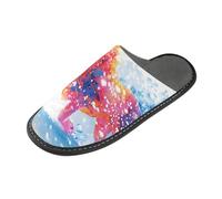 ISAOA House Slippers Non Slip Washable Reusable, Women Men Padded Sole Slippers,Winter Running Lions Home Indoor Guest Hotel Party Slipper