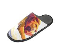 ISAOA House Slippers Non Slip Washable Reusable, Women Men Padded Sole Slippers,Yellow Running Lions Home Indoor Guest Hotel Party Slipper