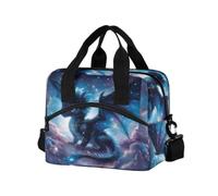 ISAOA Insulated Cooler Lunch Bag Lunch Box Beach Organizer for Office Work Picnic Hiking Blue Dragon Dream with Adjustable Shoulder Strap