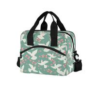 ISAOA Insulated Cooler Lunch Bag Lunch Box Beach Organizer for Office Work Picnic Hiking Dove Pink Bows Stars with Adjustable Shoulder Strap