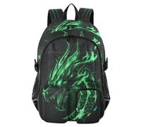 ISAOA Kids Backpack School Bags with Pen Case, Book Bag Angry Green Dragon for Elementary Middle Primary High School College