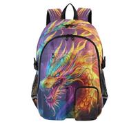 ISAOA Kids Backpack School Bags with Pen Case, Book Bag Angry Rainbow Dragon for Elementary Middle Primary High School College