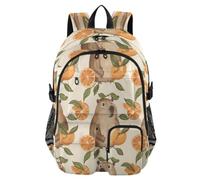 ISAOA Kids Backpack School Bags with Pen Case, Book Bag Cute Capybaras with Juicy Oranges for Elementary Middle Primary High School College
