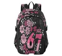 ISAOA Kids Backpack School Bags with Pen Case, Book Bag Six Seven Flower Star for Elementary Middle Primary High School College