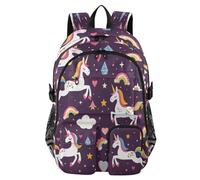 ISAOA Kids Backpack School Bags with Pen Case, Book Bag Unicorn Decorated Rainbow for Elementary Middle Primary High School College