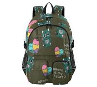 ISAOA Kids Backpack School Bags with Pen Case, Book Bag Zombie Cat Love for Elementary Middle Primary High School College