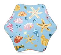 ISAOA Kids Umbrella,Lightweight Windproof Auto Open Stick Umbrellas Hand Drawn Sea Shells for Rain Sun