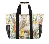 ISAOA Lamb Bunny Ducklings Chicken Beach Bags for Women Large Waterproof Beach Tote Bag Travel Pool Yoga Nurse Shopping Tote Bag