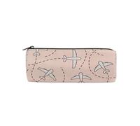 ISAOA Large Round Pencil Case,Makeup Pouch,Zipper Pencil Bag Pouch Stationery Bag Pen Holder for Daily Essentials School,College,Work & Office,Paper Airplane Lines