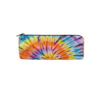 ISAOA Large Round Pencil Case,Makeup Pouch,Zipper Pencil Bag Pouch Stationery Bag Pen Holder for Daily Essentials School,College,Work & Office,Rainbow Tie Dye Spiral