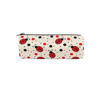 ISAOA Large Round Pencil Case,Makeup Pouch,Zipper Pencil Bag Pouch Stationery Bag Pen Holder for Daily Essentials School,College,Work & Office,Red Black Polka Dots Ladybugs