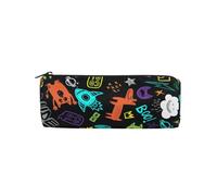 ISAOA Large Round Pencil Case,Makeup Pouch,Zipper Pencil Bag Pouch Stationery Bag Pen Holder for Daily Essentials School,College,Work & Office,Abstract Seamless Comics Doodle