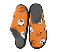 ISAOA Lazy Panda on The Orange Basketball Seamless Pattern An Repeat Cute Funny House Slippers for Women Men, Non Slip Slippers Warm Slippers House Shoes Indoor Outdoor, 42-43
