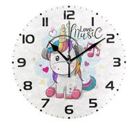 ISAOA Learning Clock Lovely Unicorn Wall Clock for Children Bedroom,Silent Clock for Boys and Girls Classroom Home Decor,25 CM