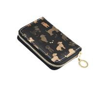 ISAOA Leather Credit Card Holder Zipper Card Wallet Organizer Case Business Card Case Chic Dogs for Woman Man