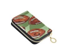 ISAOA Leather Credit Card Holder Zipper Card Wallet Organizer Case Business Card Case Rugby Tile Green Rugby Shadow for Woman Man