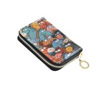ISAOA Leather Credit Card Holder Zipper Card Wallet Slim Organizer Case Business Card Case Coloeful Horse Heads for Woman Man
