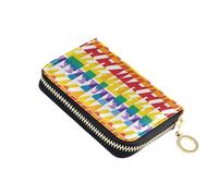 ISAOA Leather Credit Card Holder Zipper Card Wallet Slim Organizer Case Business Card Case Hounds Tooth Fabric Background for Woman Man