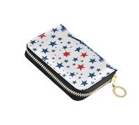 ISAOA Leather Credit Card Holder Zipper Card Wallet Slim Organizer Case Business Card Case The Statue of Liberty for Woman Man