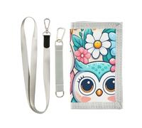 ISAOA Little Cute Owl and Flowers Kids Wallets for Boys Girls, Toddler Trifold Wallet with Zippered Coin Pocket and Card Holders, Novelty Wallet for Childrens Birthday Gifts