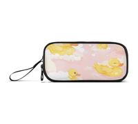 ISAOA Little Yellow Duck Cloud Pattern Big Capacity Pencil Case 3 Compartments Pencil Pouch Portable Large Storage Pencil Box Pencil Bag for Teen Boys Girls Adults Students