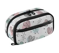 ISAOA Love Grass Wave Point Pattern Pencil Case with Clear PVC, Waterproof Zipper Pen Bag Pouch Organizer with PE Divider Large Capacity Stationery Storage for School Office
