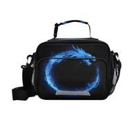 ISAOA Lunch Box Insulated Soft Lunch Bag Lunch Container Blue Dragon Circle for Office Work School Picnic Beach