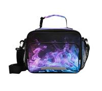 ISAOA Lunch Box Insulated Soft Lunch Bag Lunch Container Blue Purple Flame for Office Work School Picnic Beach