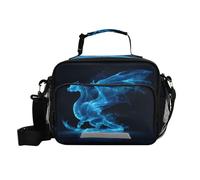 ISAOA Lunch Box Insulated Soft Lunch Bag Lunch Container Water Blue Dragon for Office Work School Picnic Beach