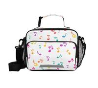 ISAOA Lunch Box Insulated Soft Lunch Bag Lunch Container Yellow Blue Musical Notes for Office Work School Picnic Beach