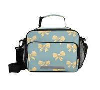 ISAOA Lunch Box Insulated Soft Lunch Bag Lunch Container Yellow-Green Butterfly Thread for Office Work School Picnic Beach