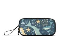 ISAOA Mermaids and Dolphins Big Capacity Pencil Case 3 Compartments Pencil Pouch Portable Large Storage Pencil Box Pencil Bag for Teen Boys Girls Adults Students