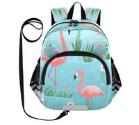 ISAOA Mini Backpack Child Backpacks Toddler Backpack Travel Daypack Bag Pink Flamingos White Flower for Kindergarten Elementary Boys Girls