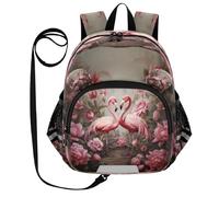 ISAOA Mini Backpack Child Backpacks Toddler Backpack Travel Daypack Bag Pink Flower Flamingos for Kindergarten Elementary Boys Girls