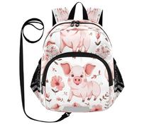 ISAOA Mini Backpack Child Backpacks Toddler Backpack Travel Daypack Bag Pink Flower Pig for Kindergarten Elementary Boys Girls
