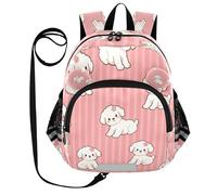 ISAOA Mini Backpack Child Backpacks Toddler Backpack Travel Daypack Bag Puppy Little Red Flower Pink Stripes for Kindergarten Elementary Boys Girls