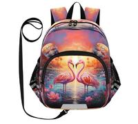 ISAOA Mini Backpack Child Backpacks Toddler Backpack Travel Daypack Bag Sunset Flamingos for Kindergarten Elementary Boys Girls