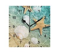 ISAOA Non Ticking Silent Wall Clock,Starfish And Seashell On The Summer Beach Wall Clock Art Decor for the Dinning Room, Living Room, Bedroom, Office,School