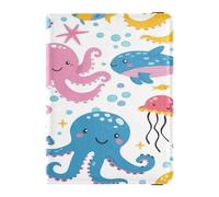 ISAOA Passport Holder Cover Wallet Vaccine Card Holder Leather Card Case Blue Pink Octopus Travel Document Organizer