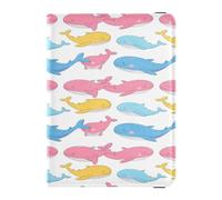 ISAOA Passport Holder Cover Wallet Vaccine Card Holder Leather Card Case Blue Pink Yellow Whale Travel Document Organizer