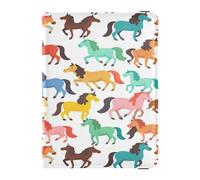 ISAOA Passport Holder Cover Wallet Vaccine Card Holder Leather Card Case Blue Yellow Pink Horse Travel Document Organizer