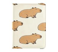 ISAOA Passport Holder Cover Wallet Vaccine Card Holder Leather Card Case Capybara Orange Apples Travel Document Organizer