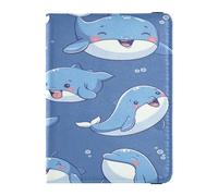 ISAOA Passport Holder Cover Wallet Vaccine Card Holder Leather Card Case Cute Blue Whale Travel Document Organizer