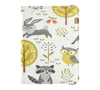 ISAOA Passport Holder Cover Wallet Vaccine Card Holder Leather Card Case Cute Woodland Animals Trees Mushrooms and Berries Travel Document Organizer