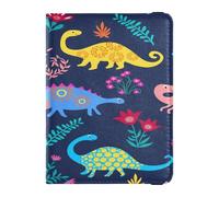 ISAOA Passport Holder Cover Wallet Vaccine Card Holder Leather Card Case Dinosaurs Cute Kids Pattern Travel Document Organizer